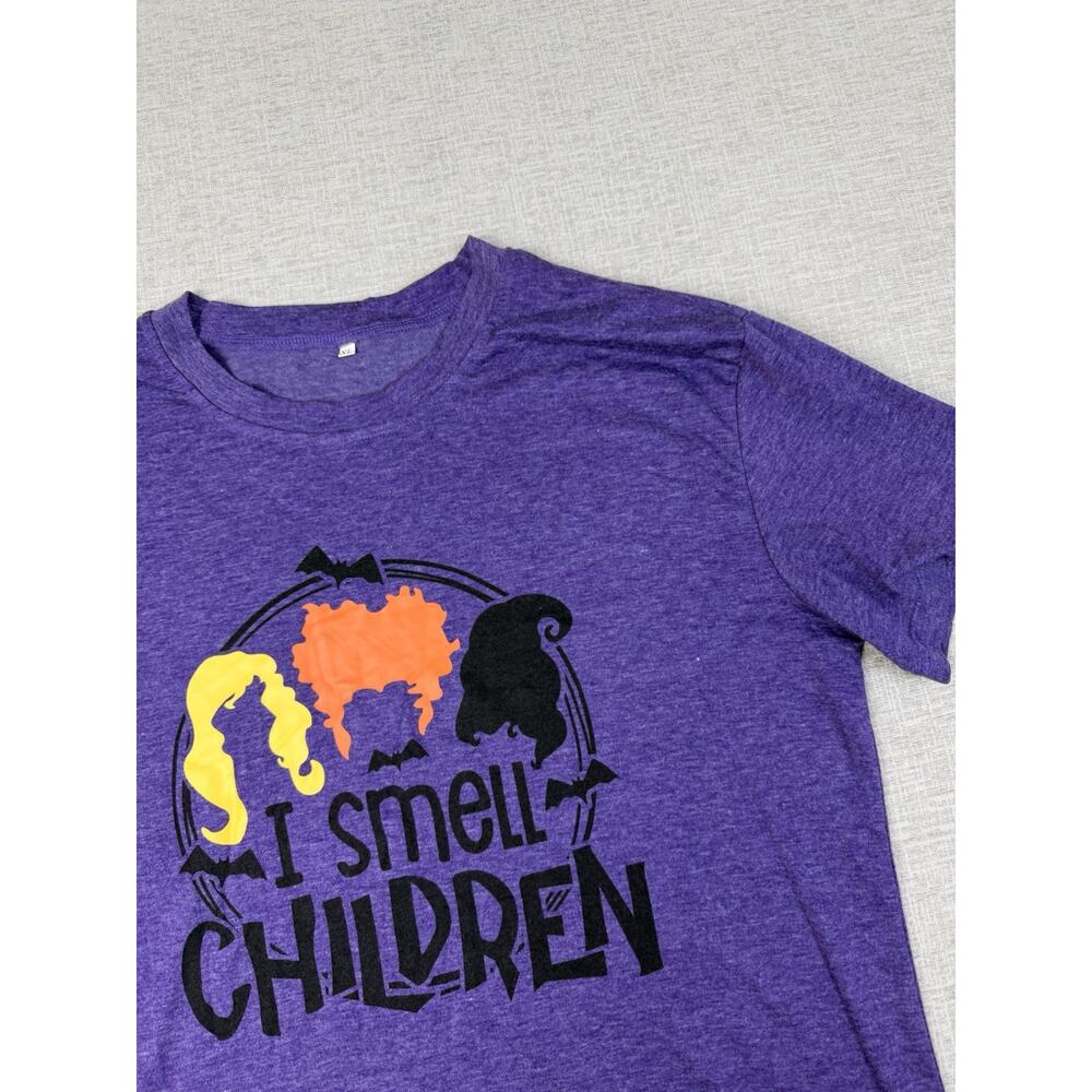 I Smell Children Hocus Pocus Halloween Witch Graphic T-Shirt Purple XL - Picture 2 of 8